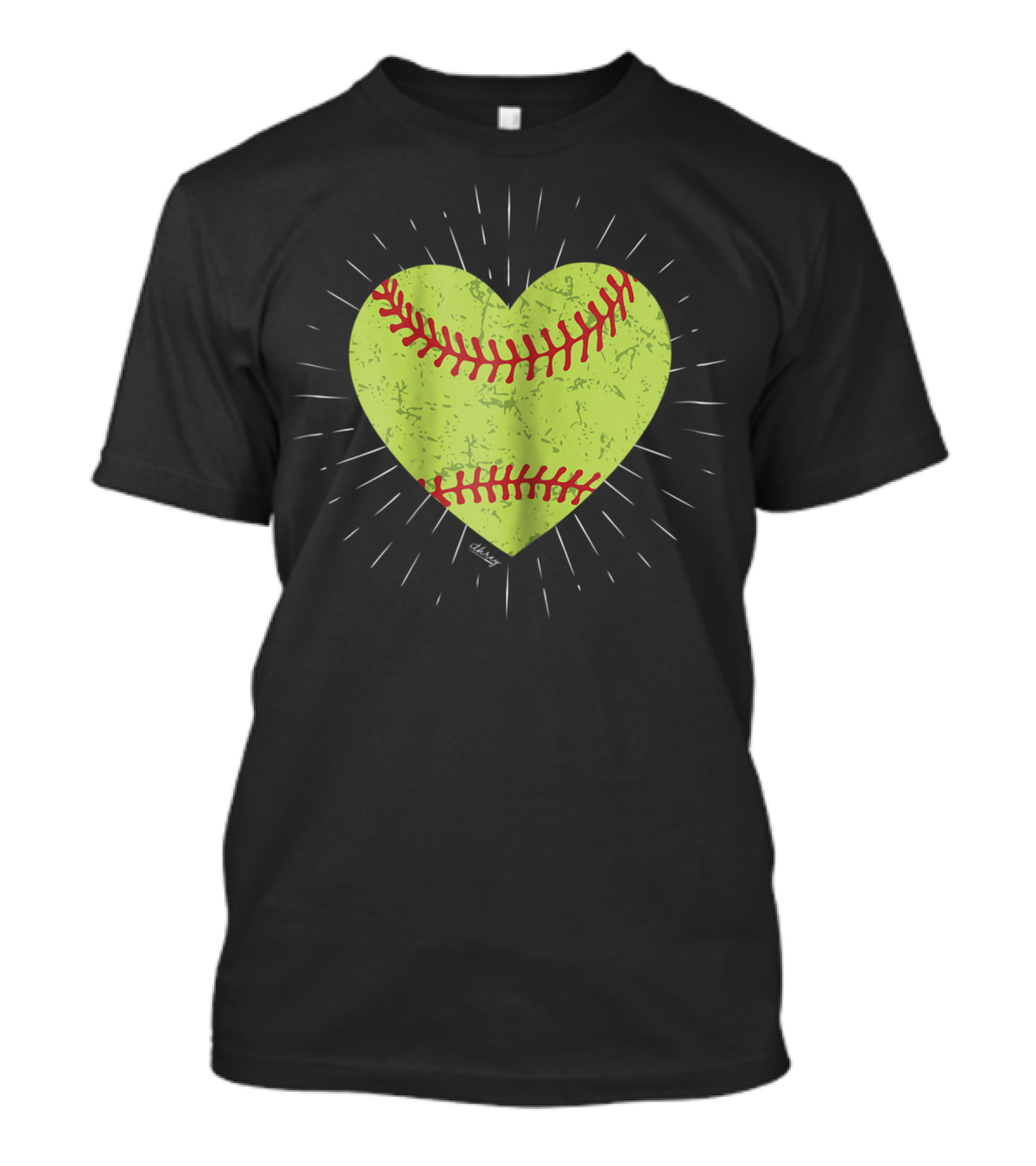 Softball Distressed Heart Cute Mom Love T-Shirt