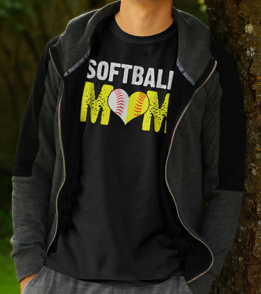 Softball Mom Heart Baseball T-Shirt
