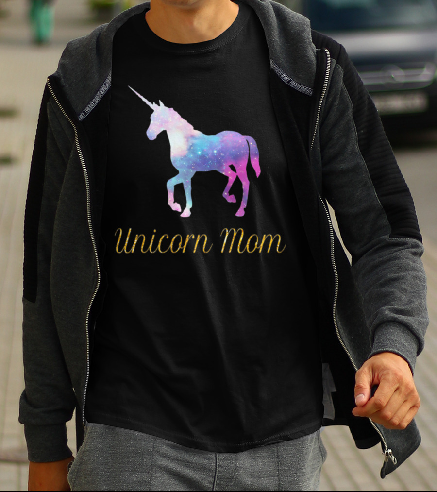 Unicorn Mom Sparkly Galaxy Birthday Party T-Shirt