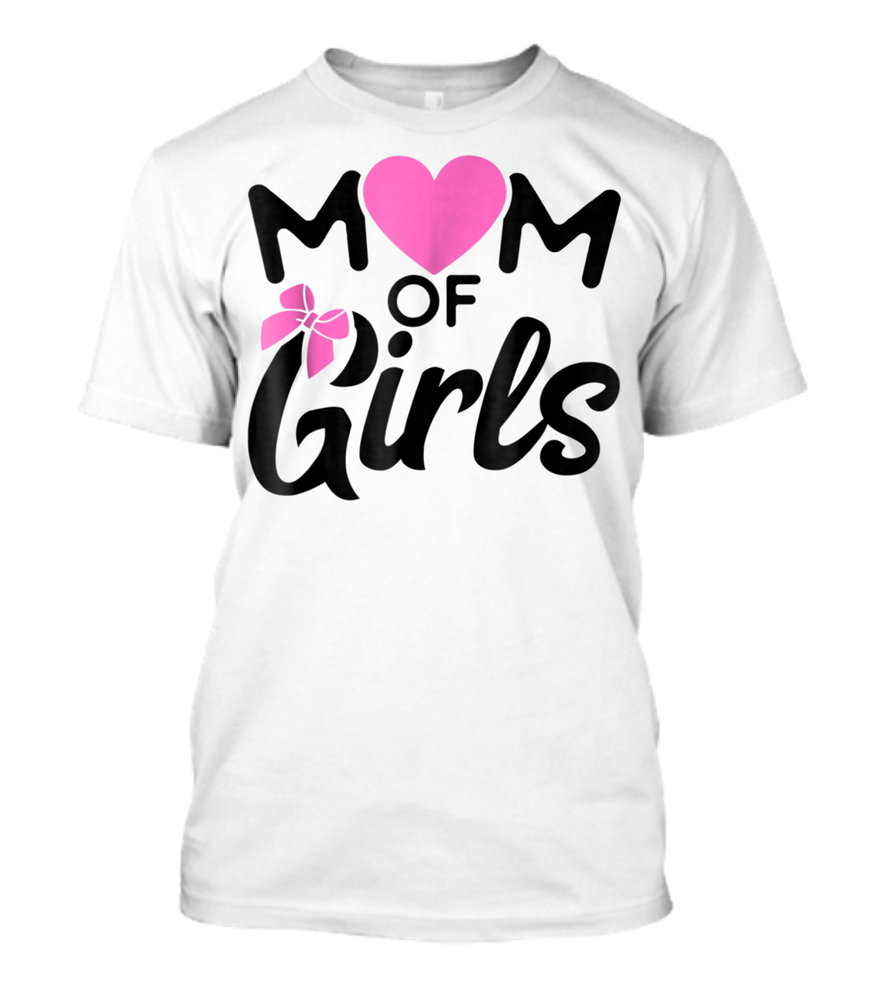 Mom Of Girls Heart And Bow T-Shirt