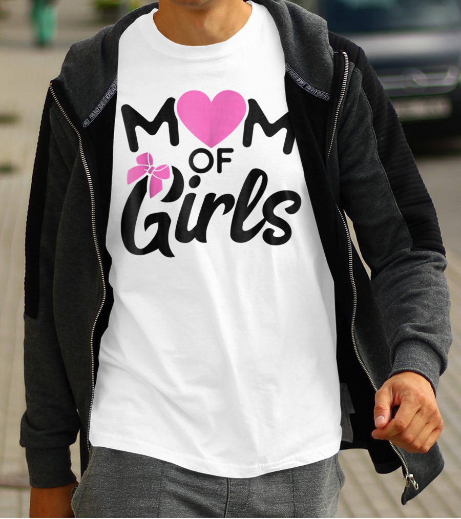 Mom Of Girls Heart And Bow T-Shirt