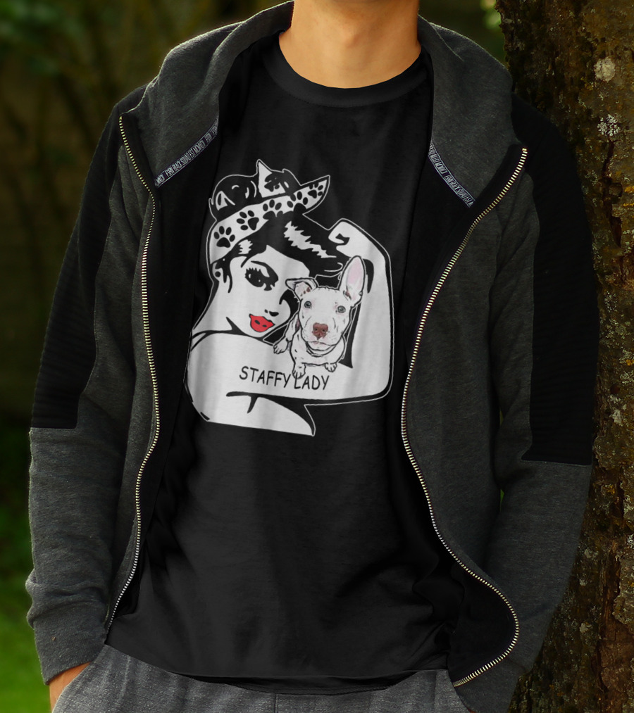 Staffy Lady Staffordshire Bull Terrier Strong Mom Birthday T-Shirt