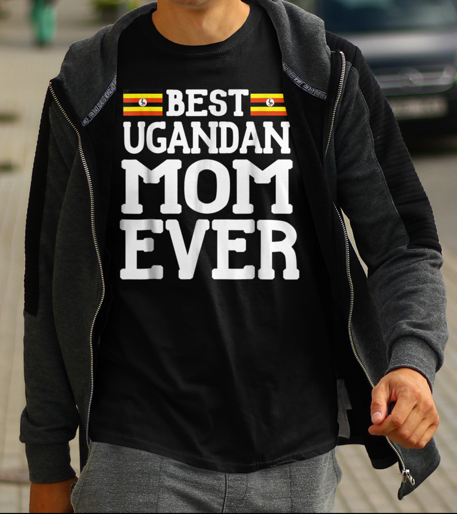 Best Ugandan Mom Ever With Flag Icons T-Shirt