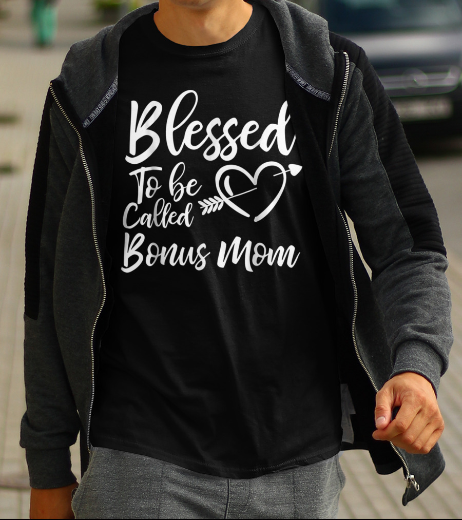 Blessed To Be Called Bonus Mom Heart Arrow T-Shirt