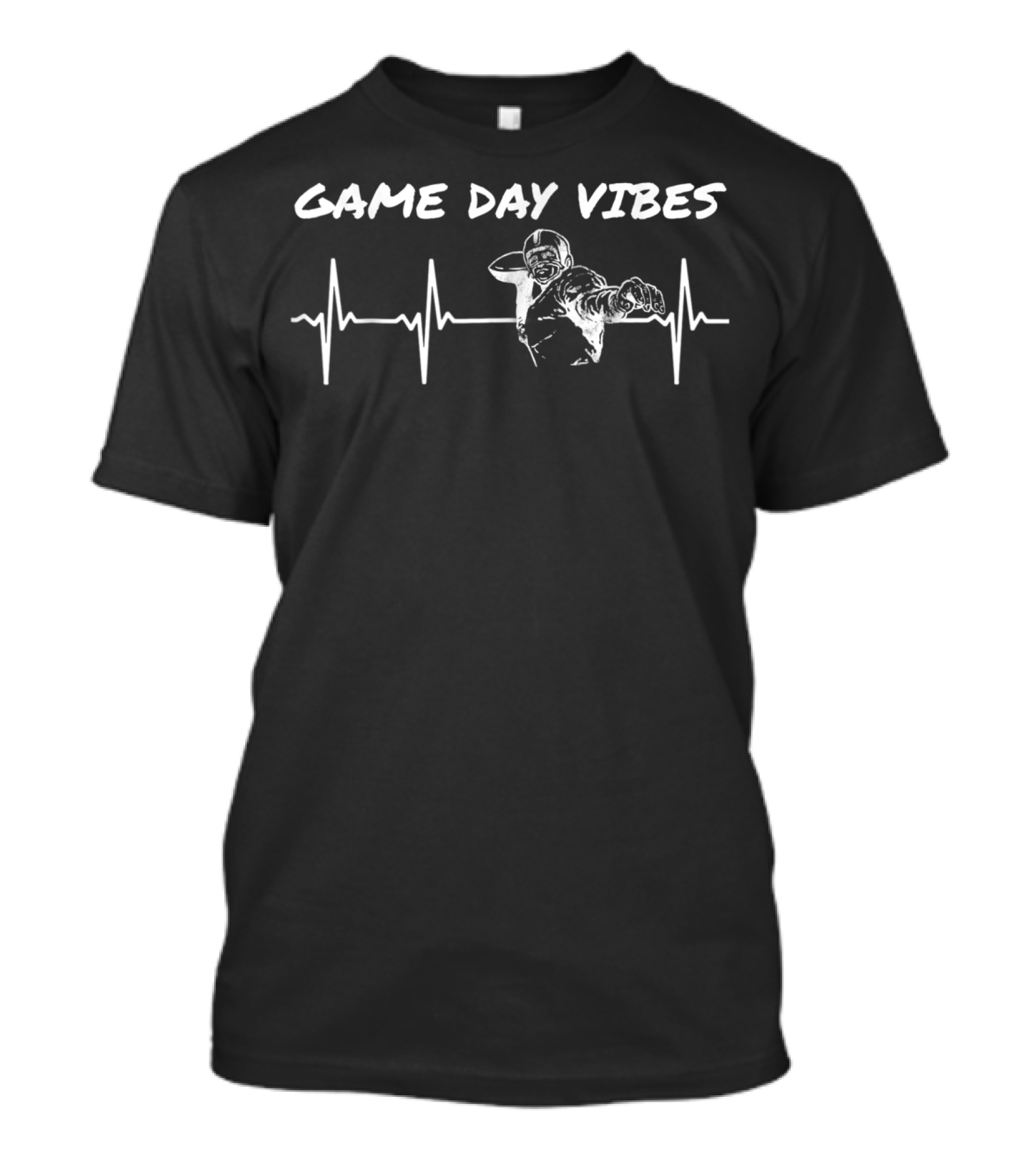 Game Day Vibes Quarterback Football Heartbeat T-Shirt