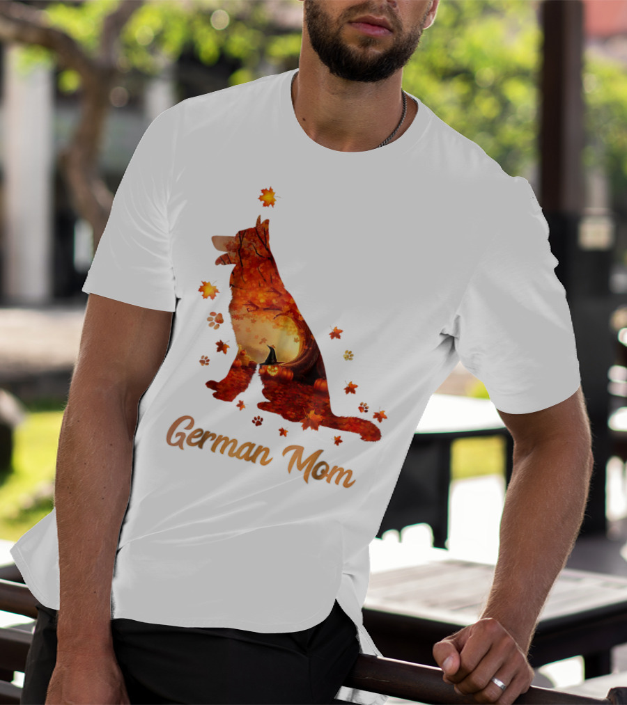 German Shepherd Mom Autumn Scene T-Shirt