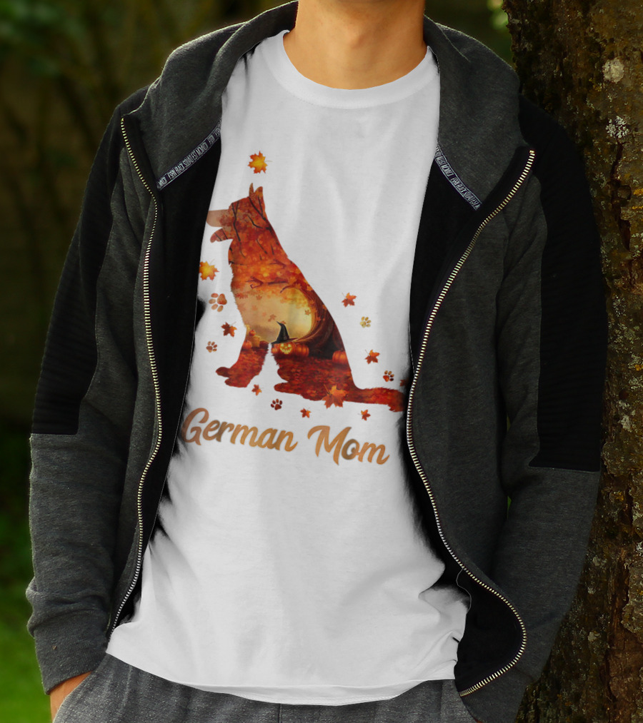German Shepherd Mom Autumn Scene T-Shirt