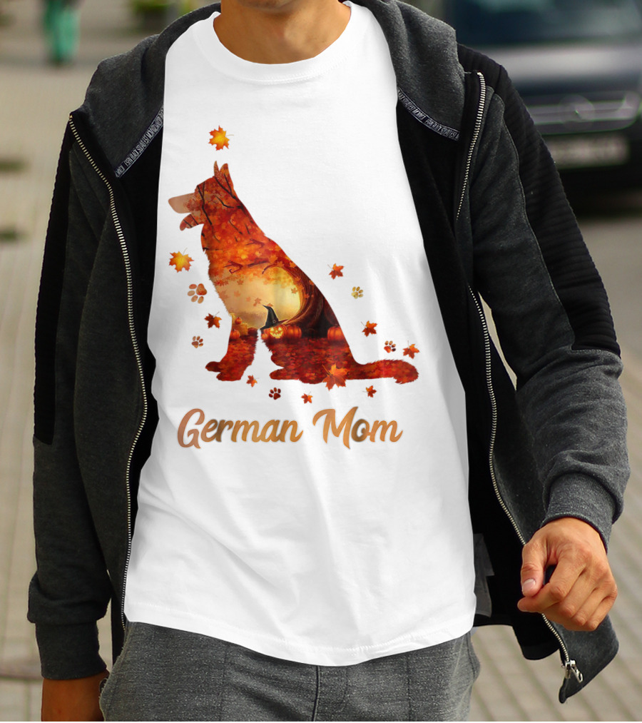 German Shepherd Mom Autumn Scene T-Shirt