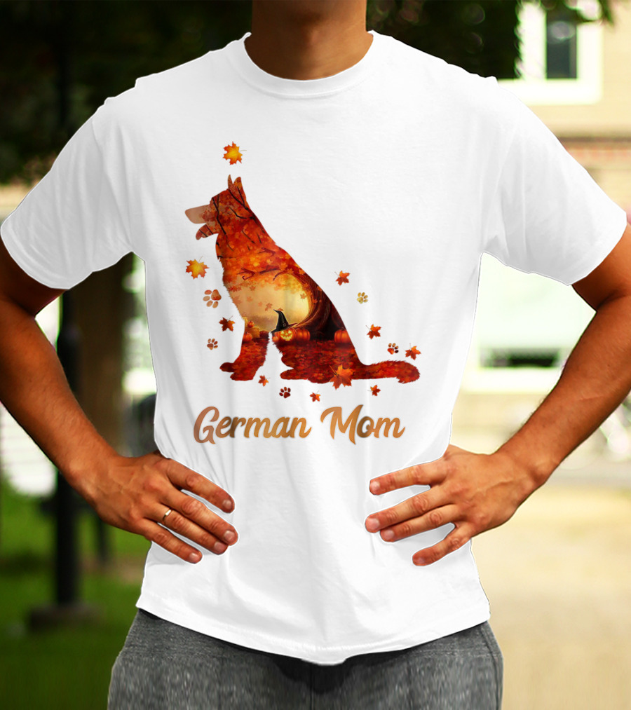 German Shepherd Mom Autumn Scene T-Shirt