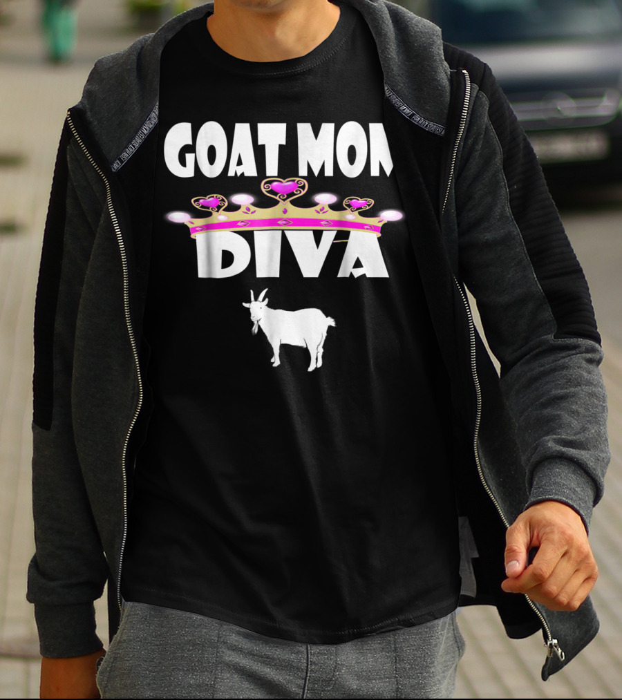 GOAT MOM DIVA Pink Crown Pet Goat Lover T-Shirt