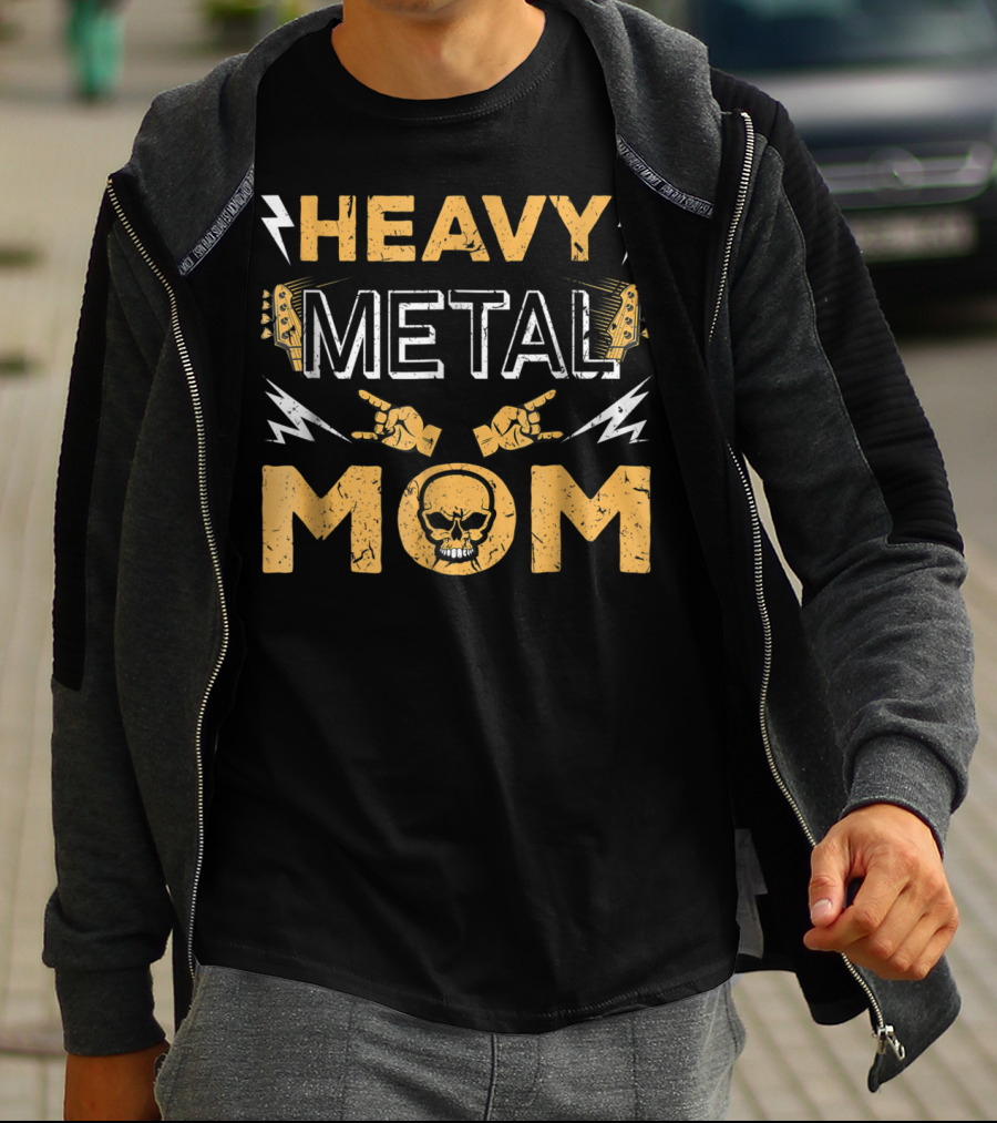 Heavy Metal Mom Vintage Band Skull Music Mother T-Shirt