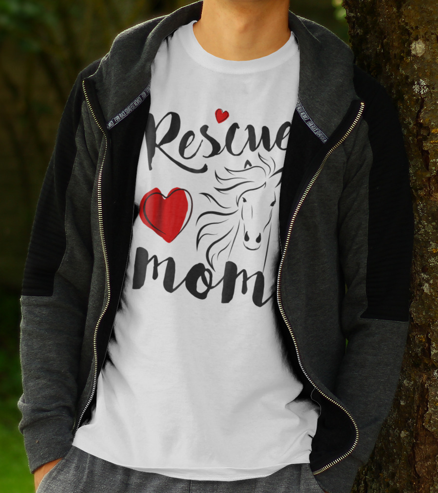 Rescue Mom Heart Horse T-Shirt