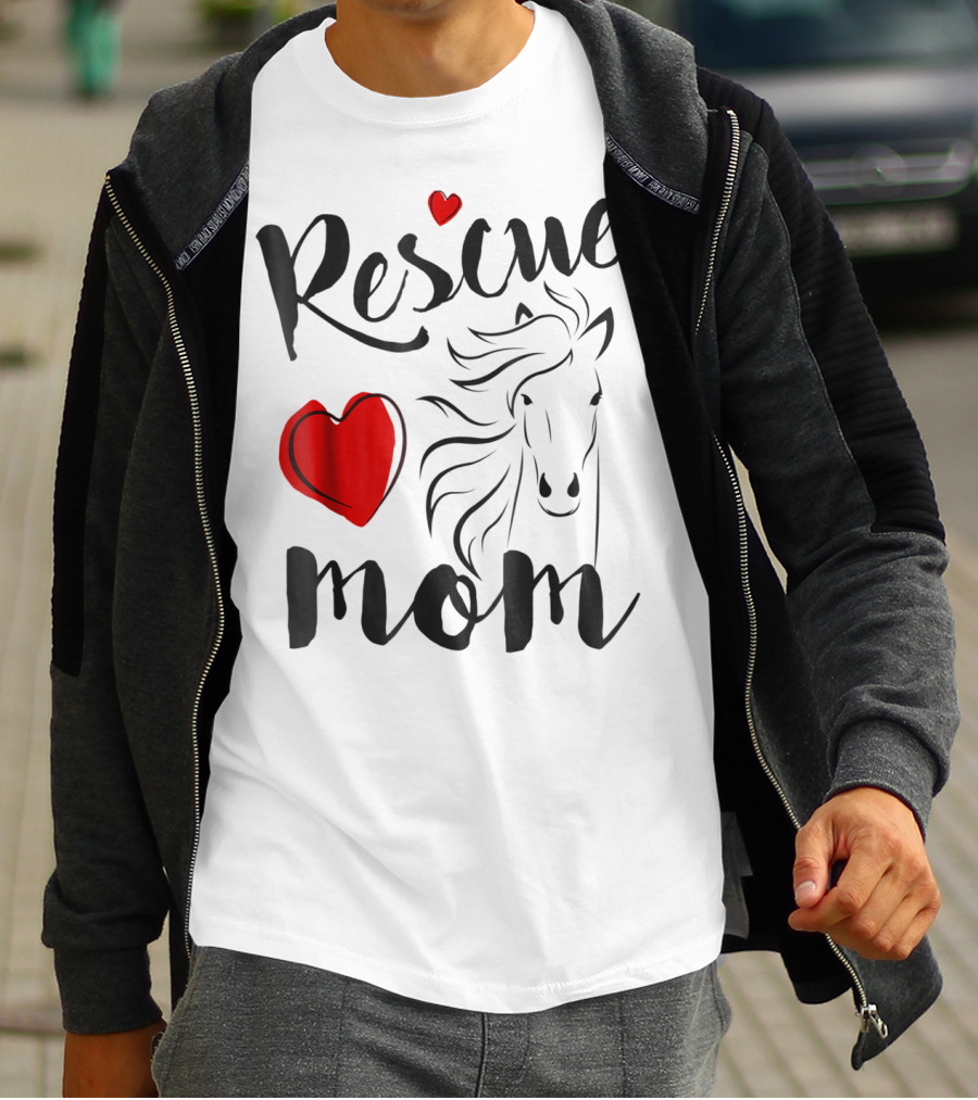 Rescue Mom Heart Horse T-Shirt