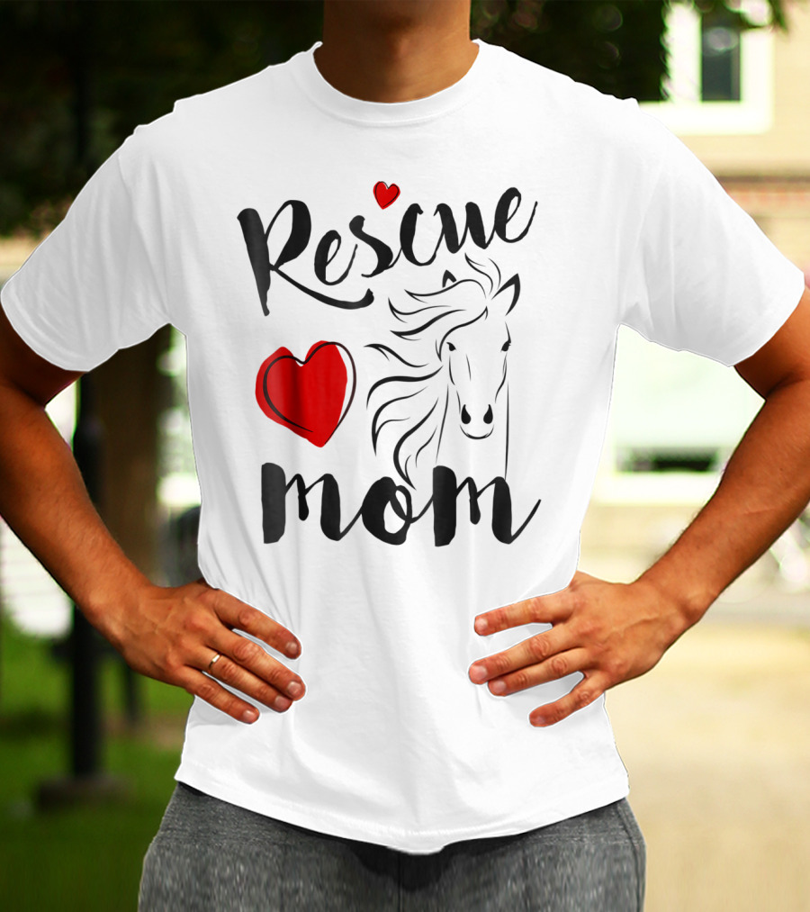 Rescue Mom Heart Horse T-Shirt