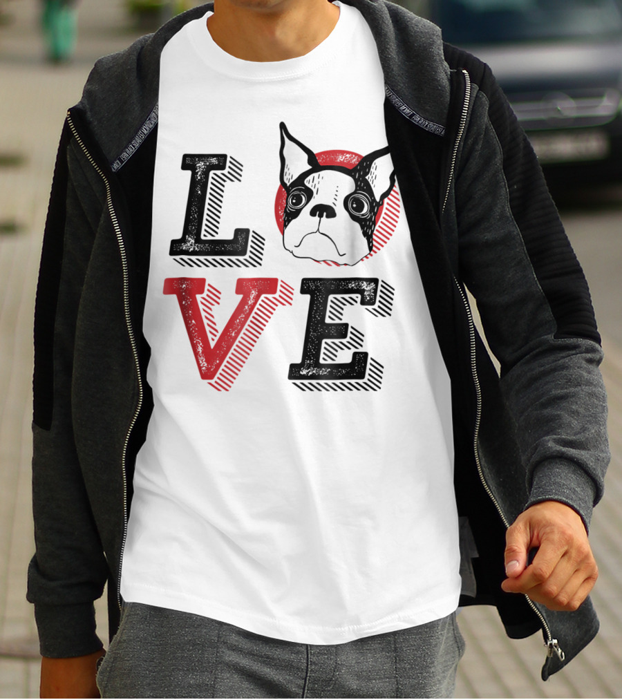 I Love Boston Terrier Dog Lover Puppies Mom Dad99 Love T-Shirt