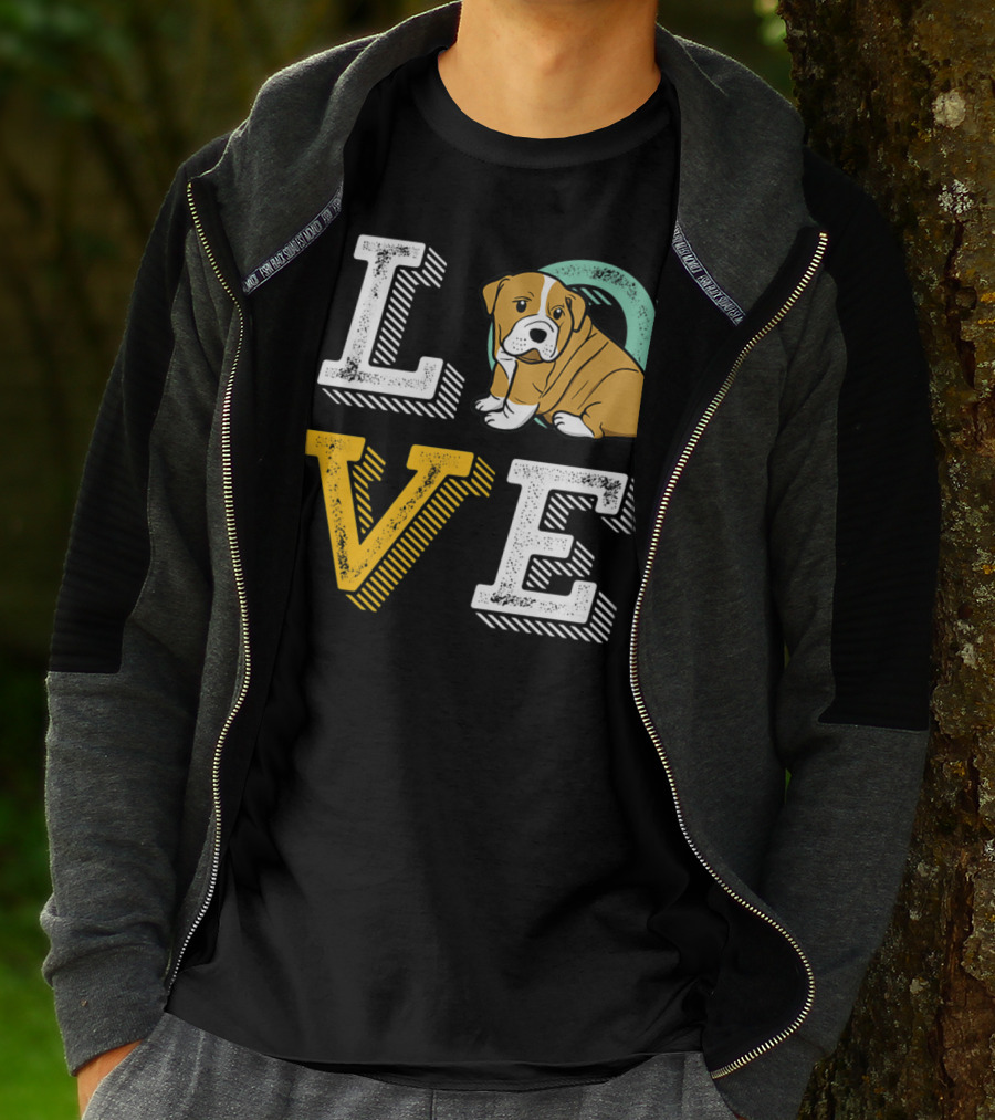 LOVE Bulldog Puppy For Dog Mom And Dad Pet Owner T-Shirt