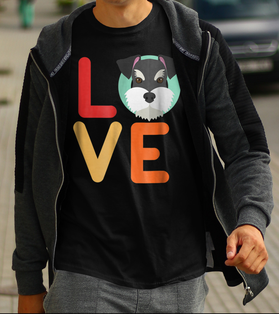 Love Miniature Schnauzer Dog And Puppy For Dog T-Shirt