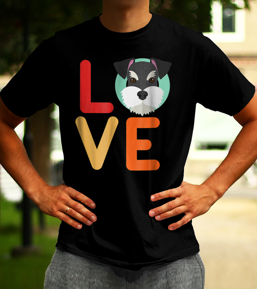 Love Miniature Schnauzer Dog And Puppy For Dog T-Shirt