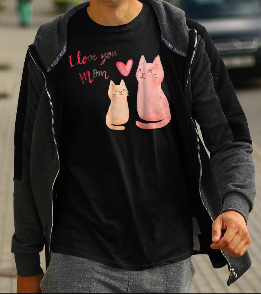 I Love You Mom Cats Heart T-Shirt