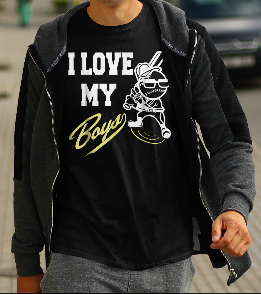I Love My Boys Baseball Mom And Dad Cool Player T-Shirt
