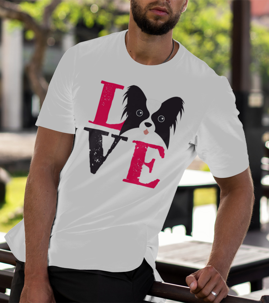 I Love Papillion Puppy Mom And Dad Love Papillon Dog T-Shirt