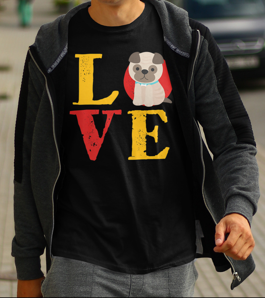 Love Pug Dog Animal Lover Puppies Mom And Dad19 T-Shirt