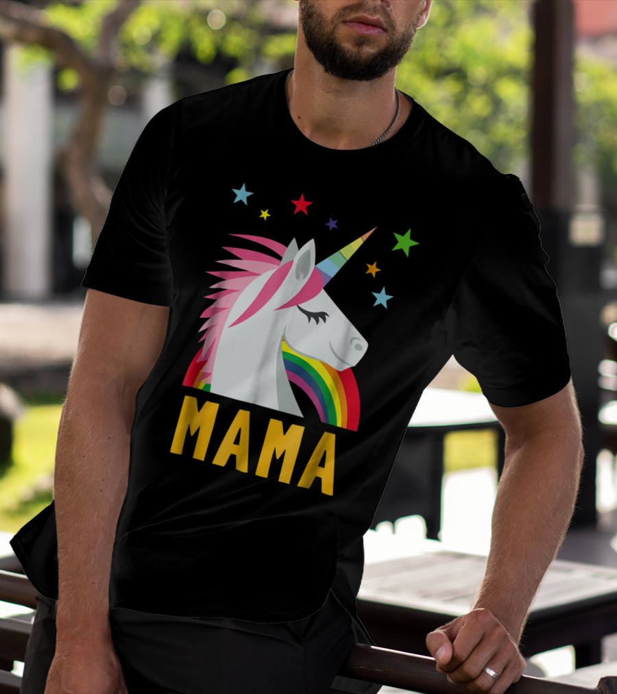 Mama Unicorn Rainbow Star Lovers T-Shirt