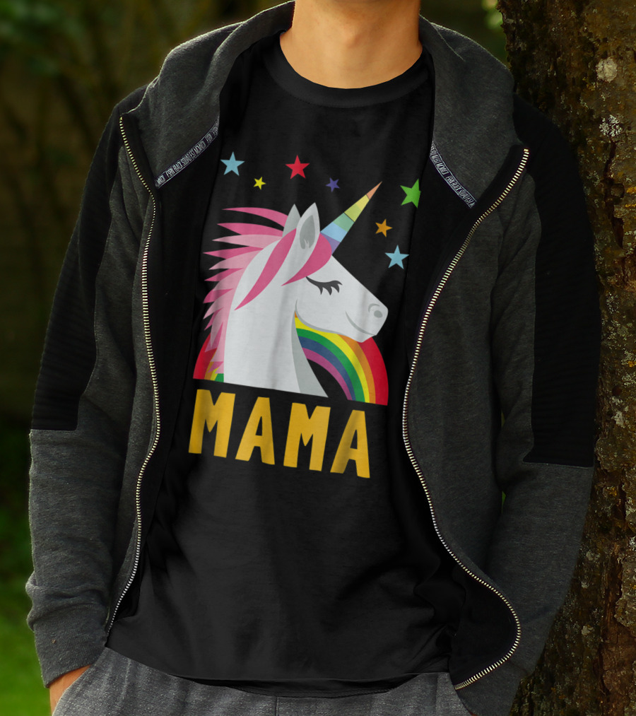 Mama Unicorn Rainbow Star Lovers T-Shirt