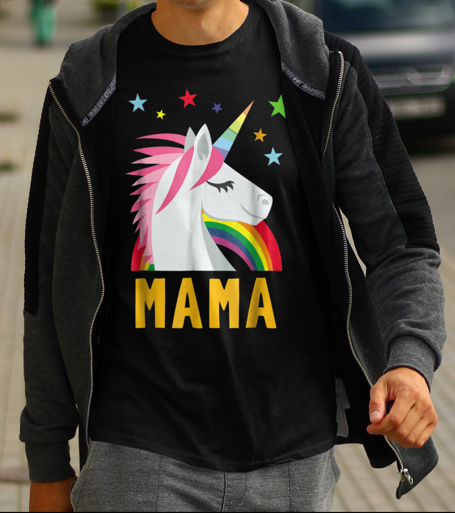 Mama Unicorn Rainbow Star Lovers T-Shirt