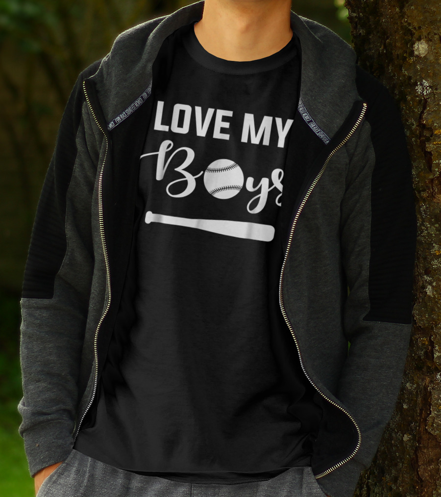 Love My Boys Baseball Bat Ball Design Women's Unique T-Shirt