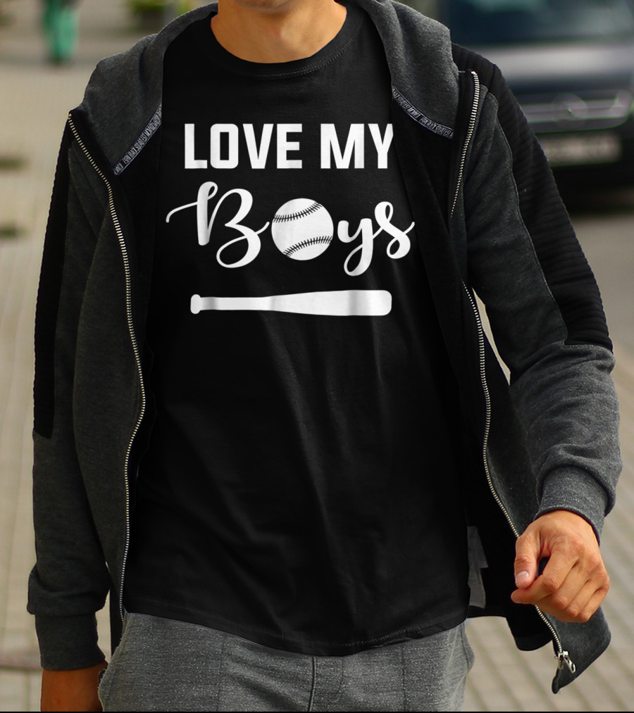 Love My Boys Baseball Bat Ball Design Women's Unique T-Shirt