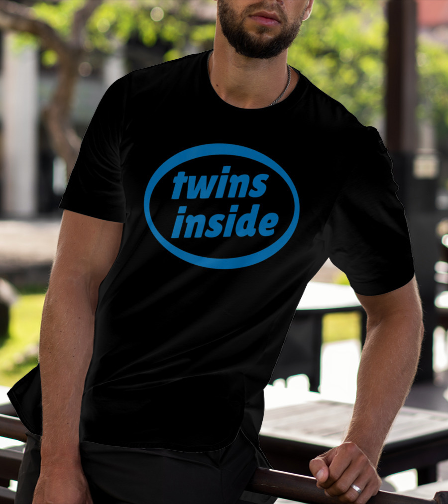 Twins Inside Logo Parody Expecting Pregnancy Announcement T-Shirt