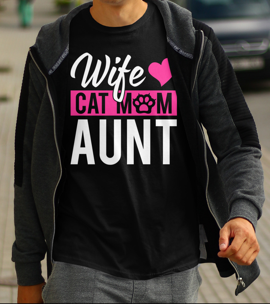 Wife Cat Mom Aunt Heart Paw T-Shirt