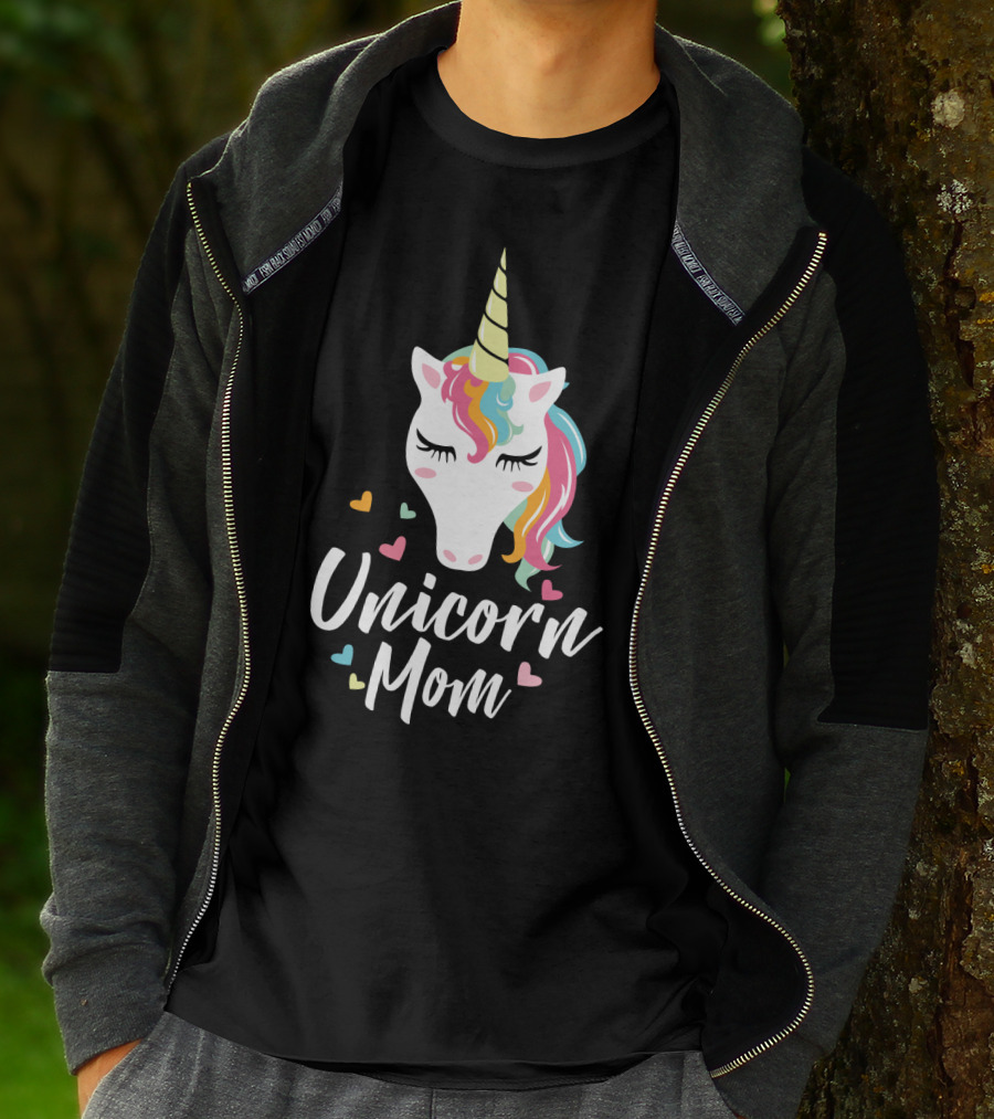 Unicorn Mom Cute Funny Unicorn Colorful Heart T-Shirt
