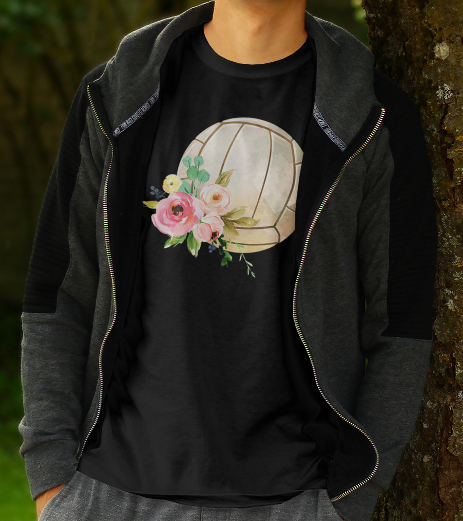 Watercolor Boho Floral Volleyball Patchwork T-Shirt