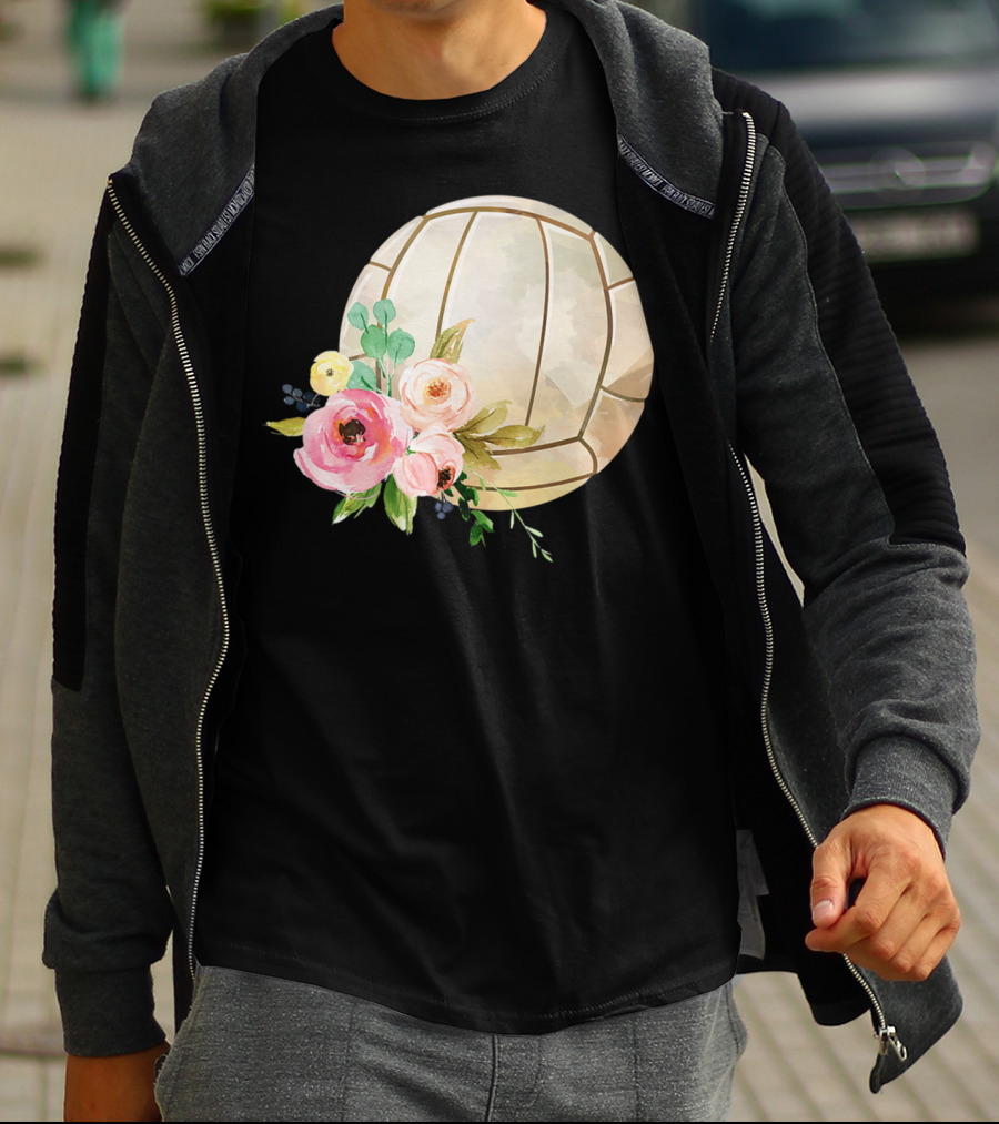Watercolor Boho Floral Volleyball Patchwork T-Shirt