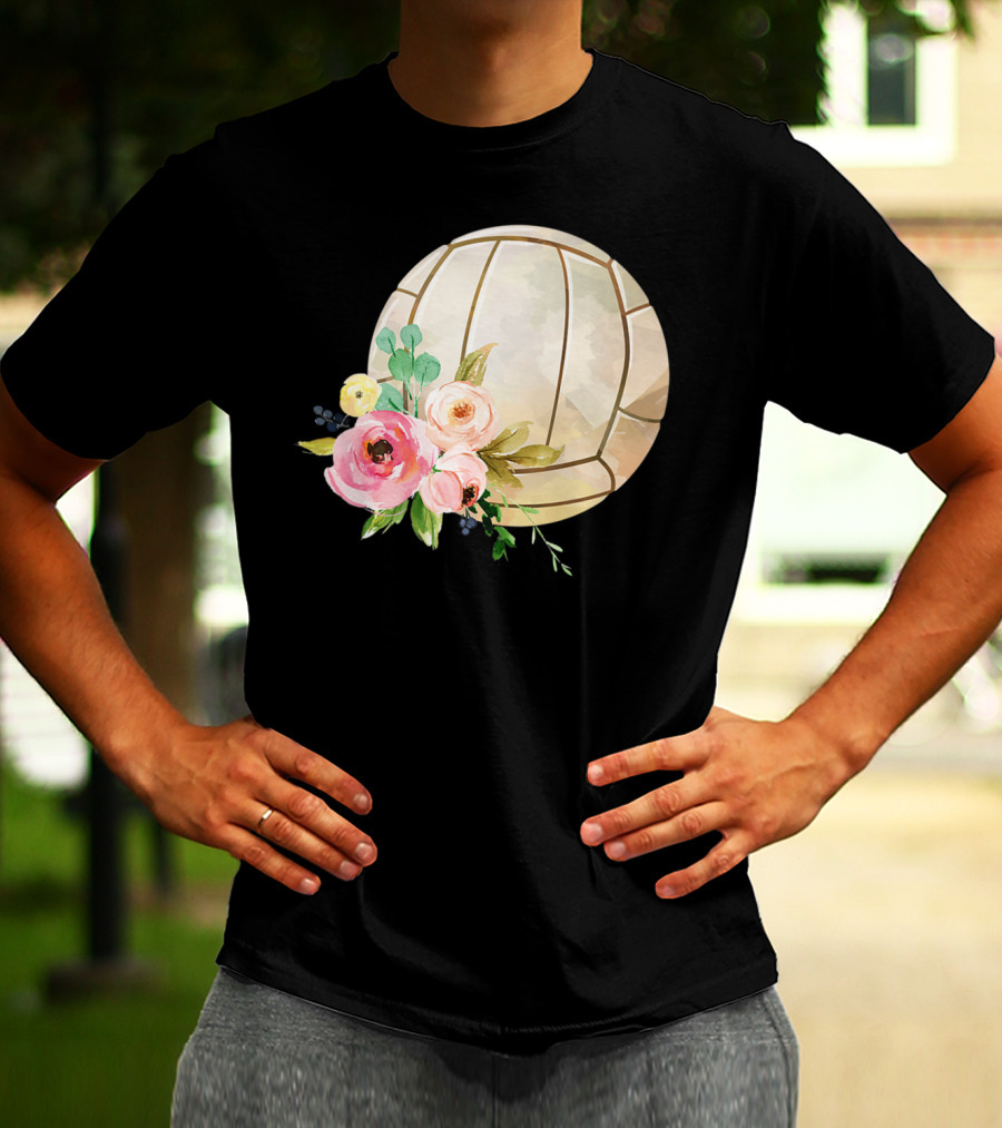 Watercolor Boho Floral Volleyball Patchwork T-Shirt