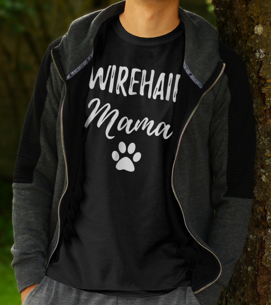 Wirehair Mama Funny Cat Mom Paw Print Idea99 T-Shirt