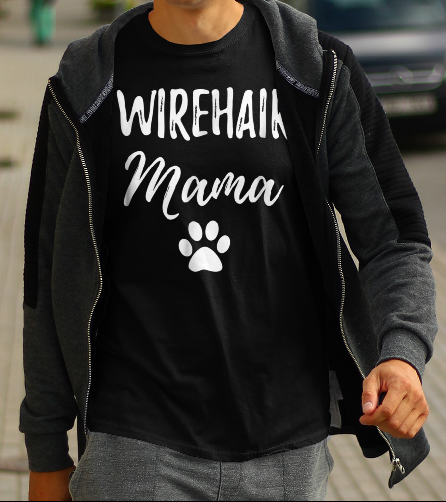 Wirehair Mama Funny Cat Mom Paw Print Idea99 T-Shirt