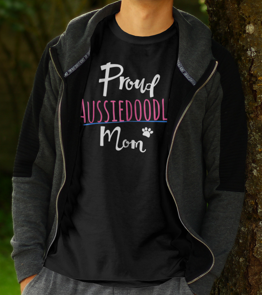 Proud Aussiedoodle Mom Paw Prints T-Shirt