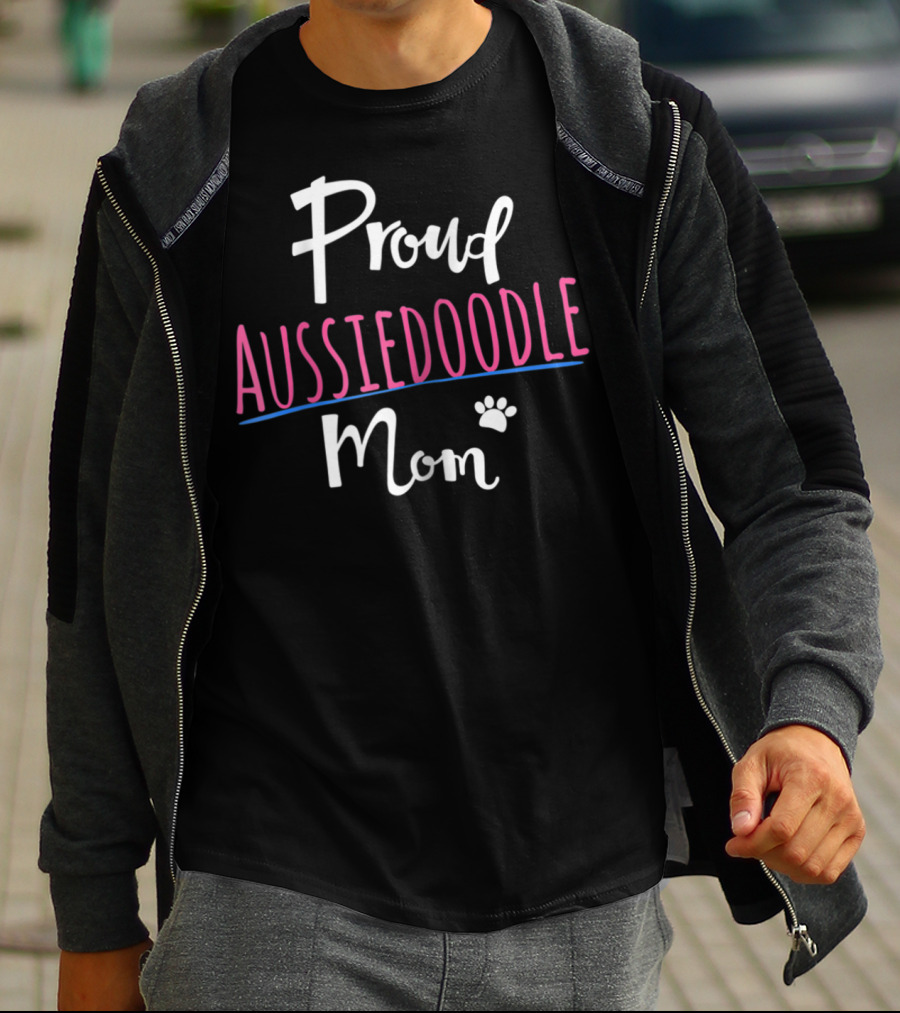 Proud Aussiedoodle Mom Paw Prints T-Shirt