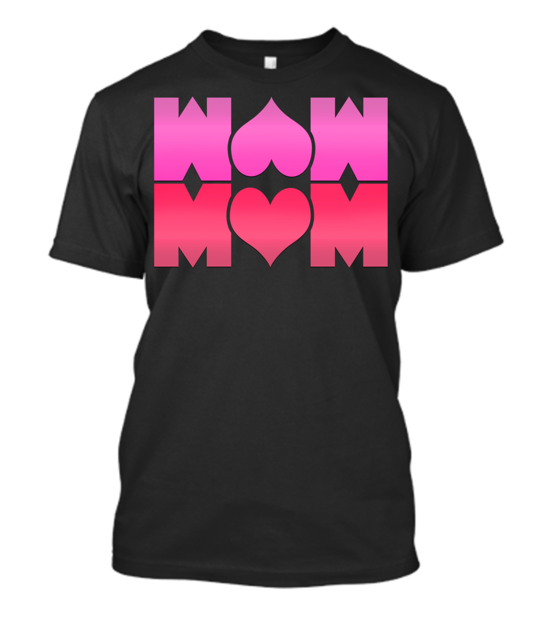 WOW MOM Awesome Super Mommy Pink Heart T-Shirt