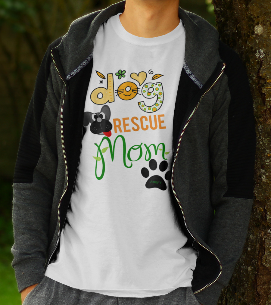 Best Dog Rescue Mom Ever Adopt Paw Prints T-Shirt