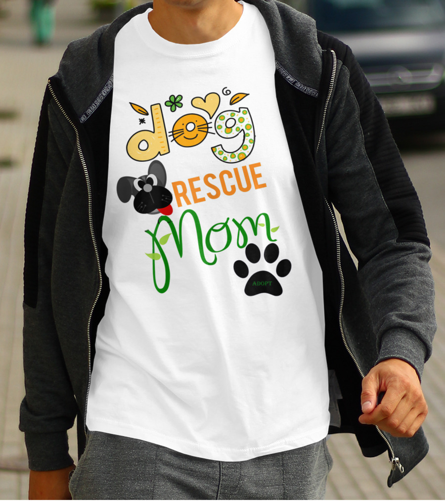Best Dog Rescue Mom Ever Adopt Paw Prints T-Shirt
