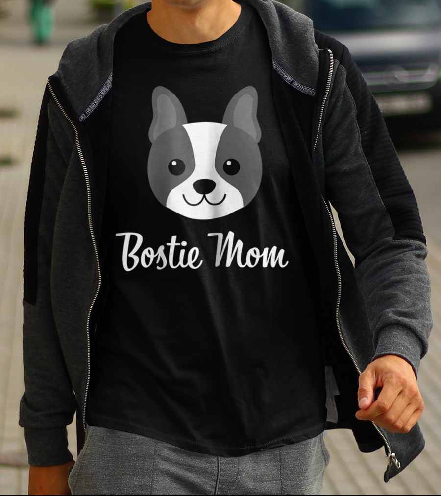 Bostie Mom Boston Terrier Dog Face T-Shirt