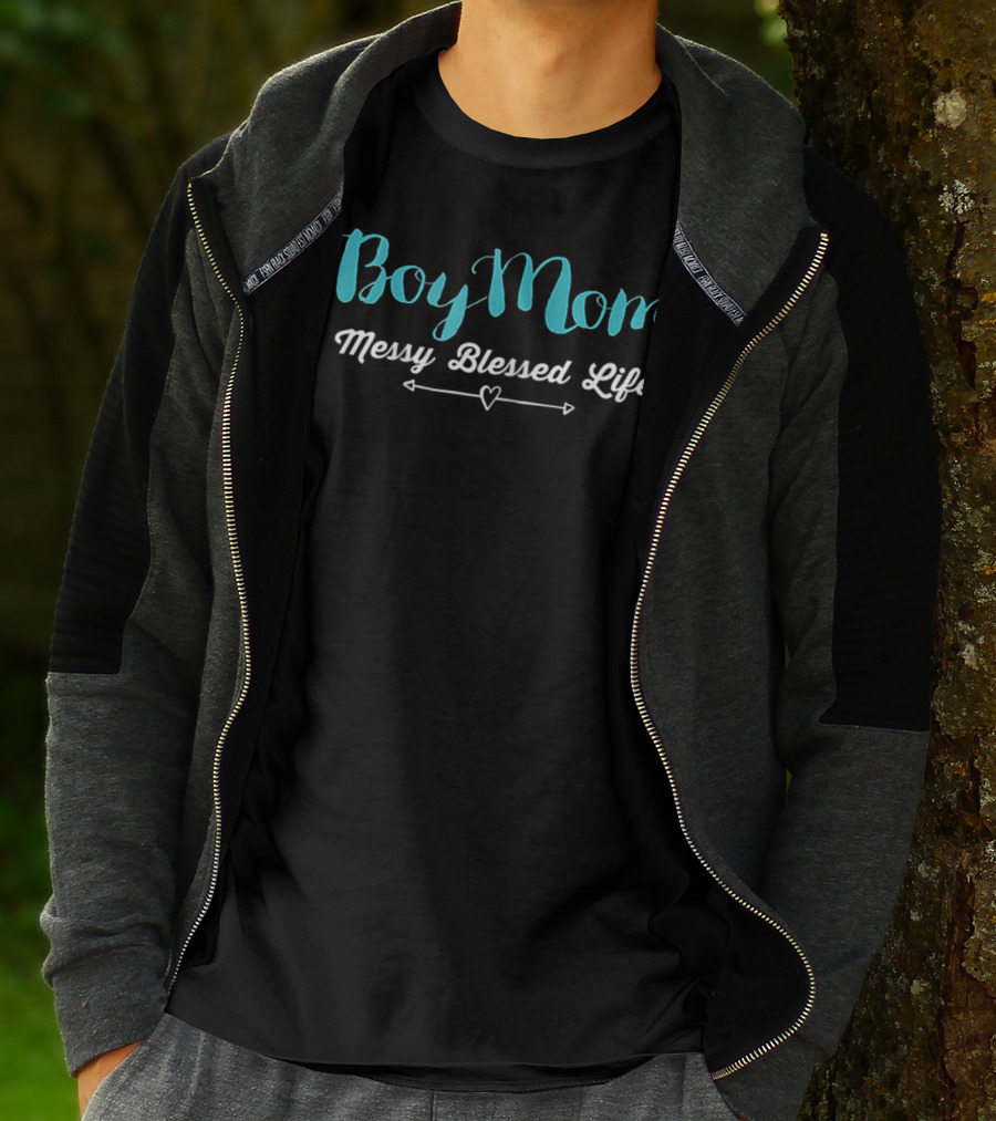Boy Mom Messy Blessed Life Heart Arrow T-Shirt