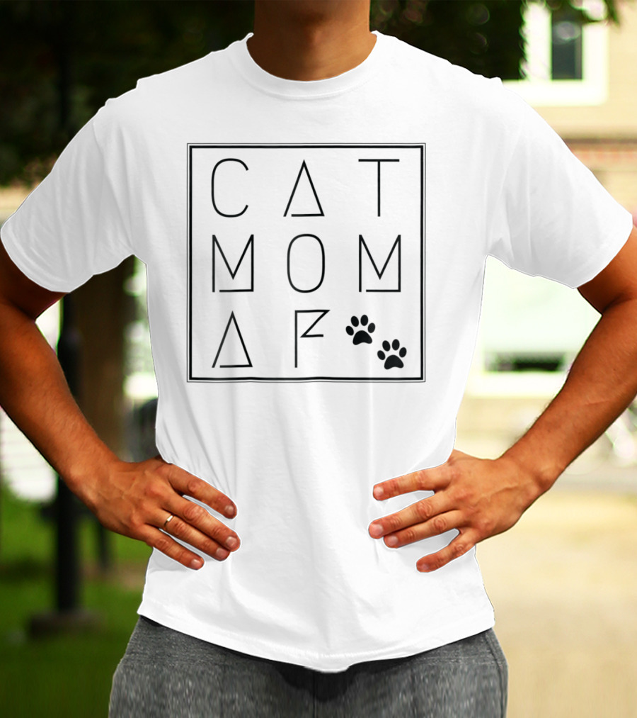 Cat Mom AF Paws Stylish Geometric T-Shirt