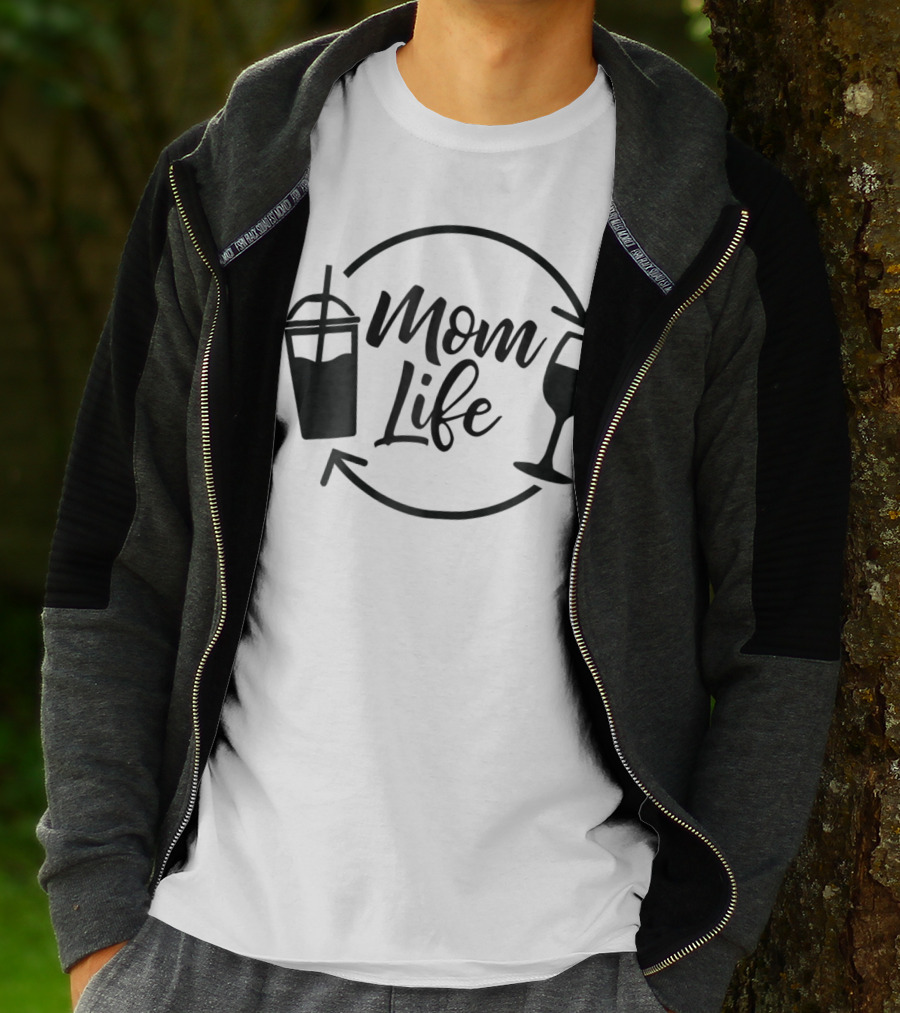 Mom Life Coffee Wine Funny MomLife T-Shirt