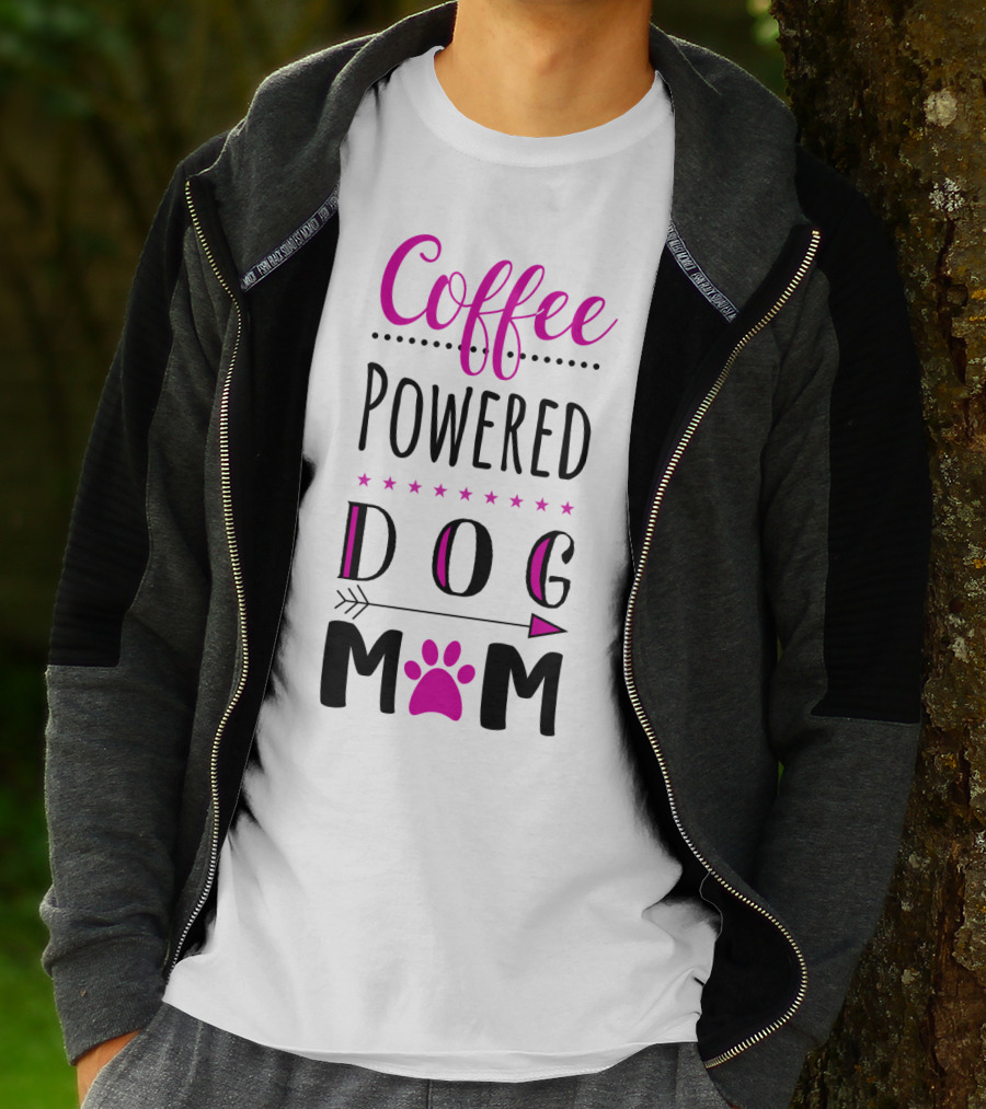 Coffee Powered Dog Mom Paw Print Arrow Stars T-Shirt