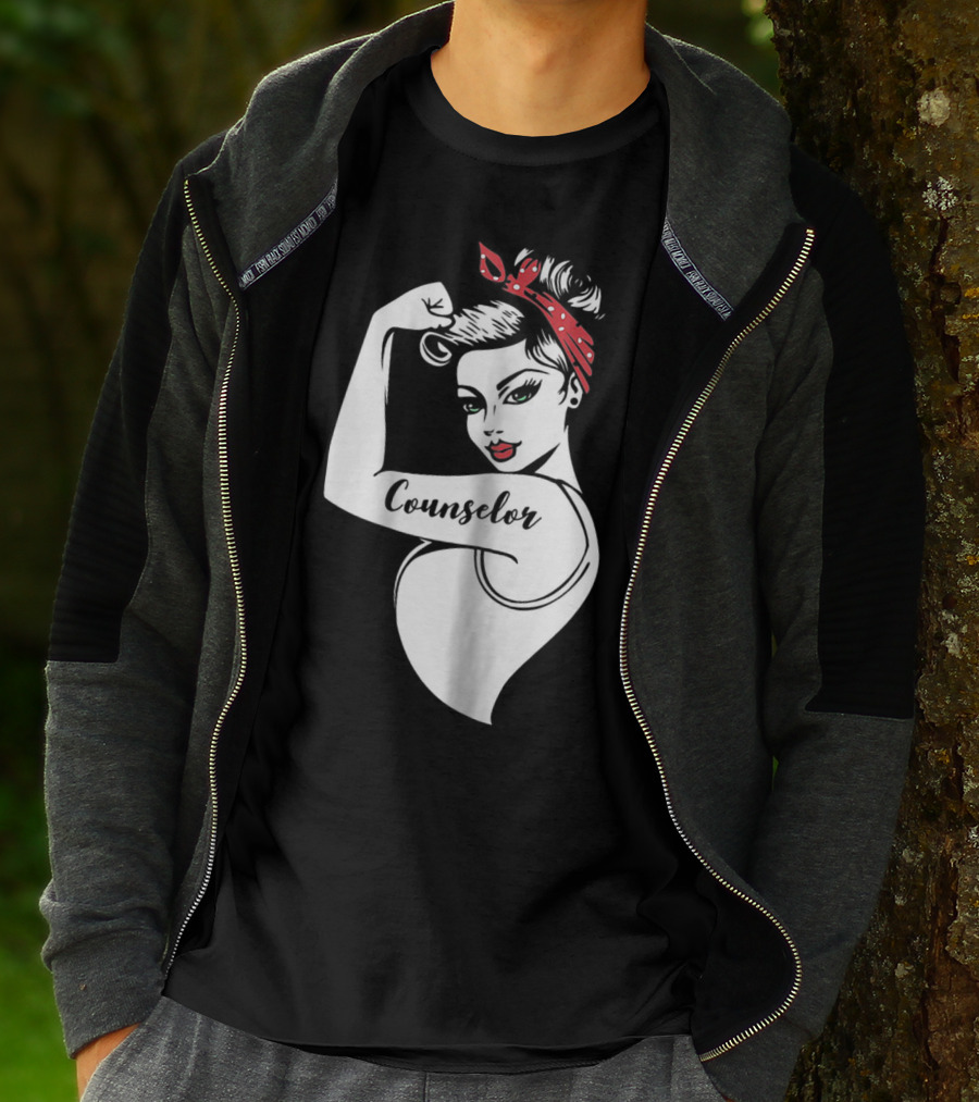 Counselor Strong Girl Mom Rosie The Riveter 42 T-Shirt
